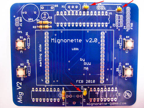 three small caps soldered